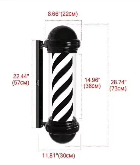 Hairdressing Entrance Lamp Barber Shop Cylindrical Rotating Sign Light Outdoor Shop Name Exclusive Prop Lighting Tool