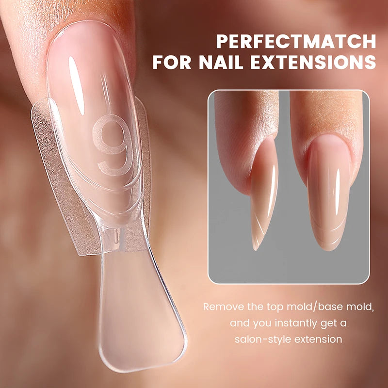 YOKEFELLOW&MR NAIL Sandwich Nail Forms 15size 240pcs Oval Extension Dual Form No Paper Forms Needed For Easy Nail Extensions