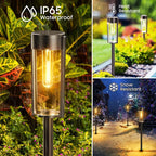 2/4/6Pcs Retro Solar Pathway Warm Lights Outdoor Waterproof Garden Incandescent Bulb for Walkway Yard Backyard Landscape Decor