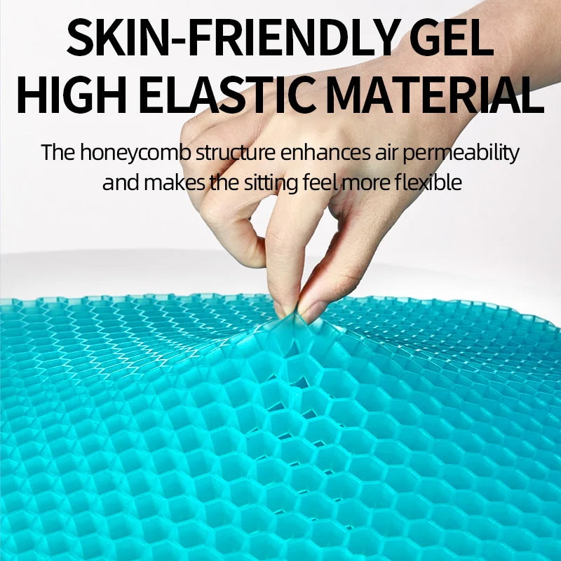 TPE gel honeycomb seat cushion, breathable chair pad, sky blue
