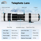 JINTU 420-800mm f/8.3 super telephoto zoom lens, mount options for Canon/Nikon/Sony