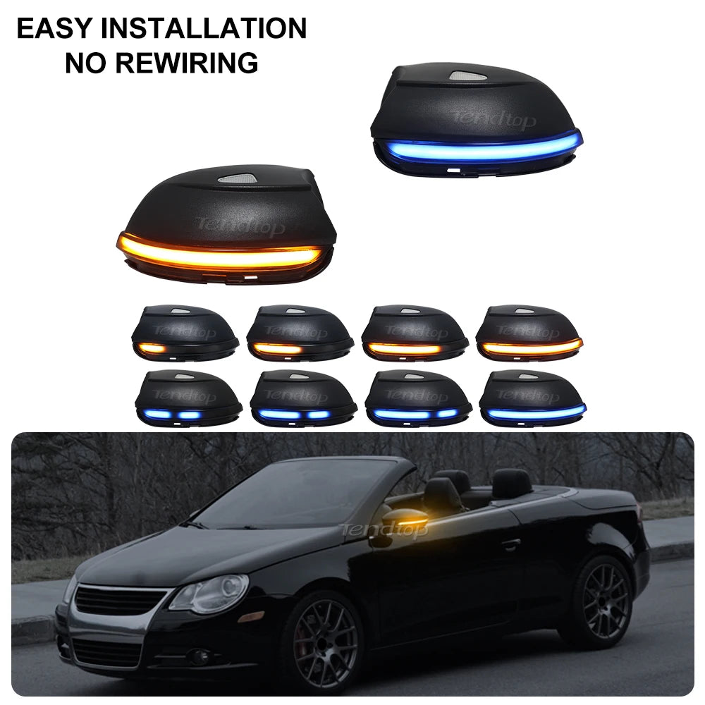 2pcs Dynamic LED Mirror Turn Signal Indicator Lights for VW Passat B7 CC Jetta MK6 EOS Scirocco