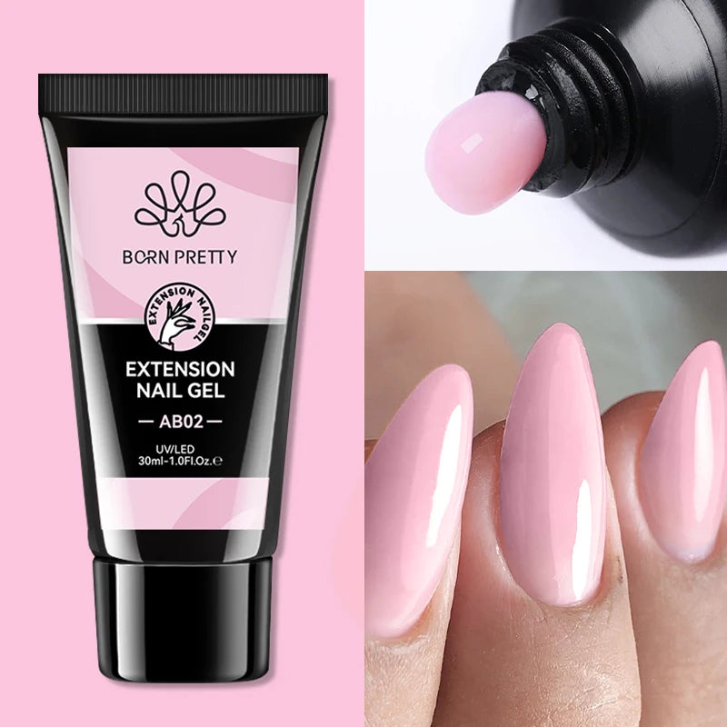 BORN PRETTY Acrylic Gel For Manicure Crystal 30ml Nail Gel Polish For Extension False Nail Tips Quick Building Hybrid Varnish
