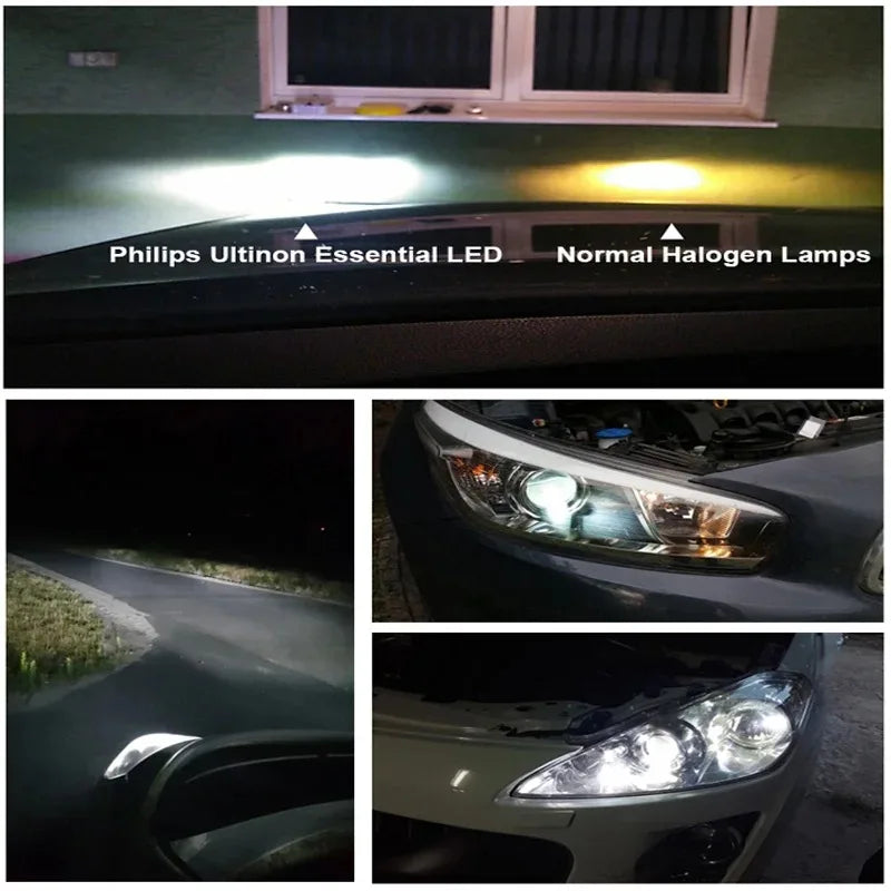 Philips Ultinon Essential LED Light H4 H7 HB3 HB4 H8 H11 H16 6000K White Lamp LED HIR2 9012 9005 9006 Auto Headlight,1Pair