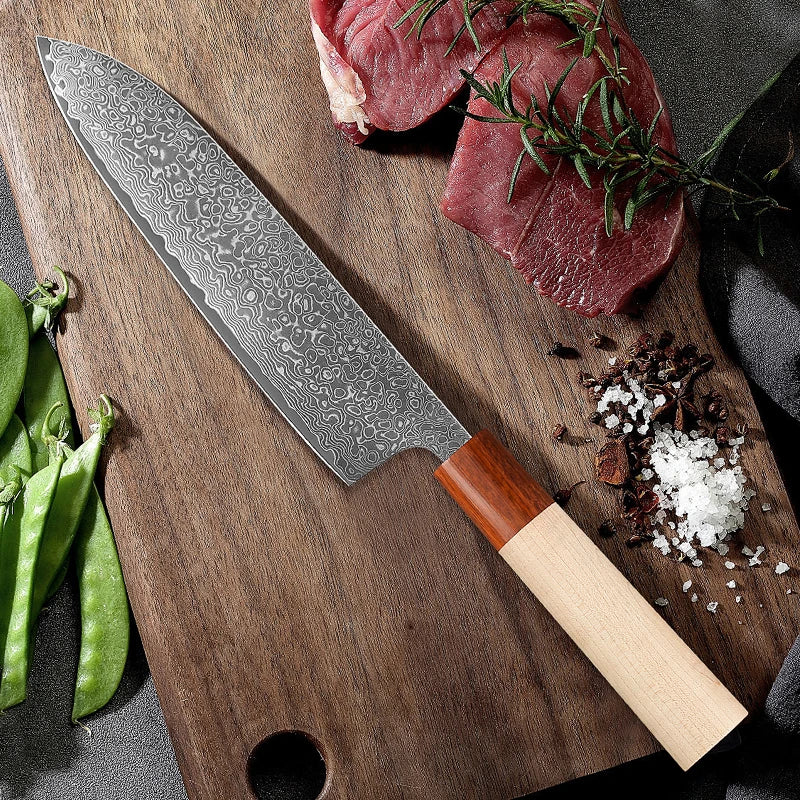 1-7PCS 67 Layer Damascus Steel knife 8 inch chef knife Japanese  Cut Meat Kitchen Knife Super sharp kitchen Nakiri Knife