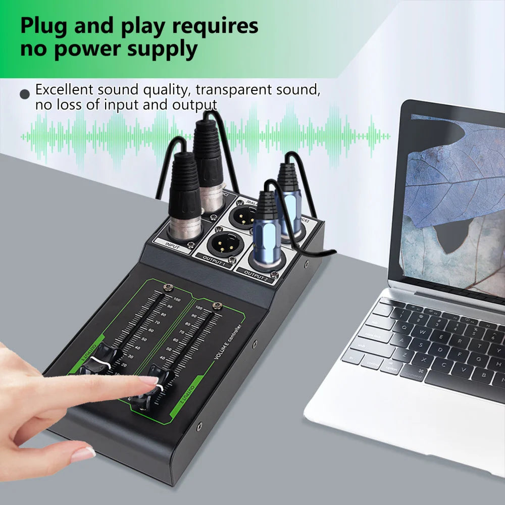 Passive Monitor Volume Controller XLR Input Output Passive Stereo Controller No Loss Volume Adjustment Controller Plug & Play
