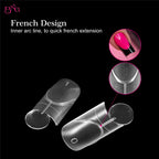 BNG 140Pcs Dual Forms with Inner Arc Line Oval Square Coffin Upper Forms for Quick French Matte  Nail Molds for Nail Extensions