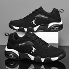 Men's Running Shoes Lightweight Breathable Lace-Up Sneakers, Black Gold/Red/White, EU 38-45