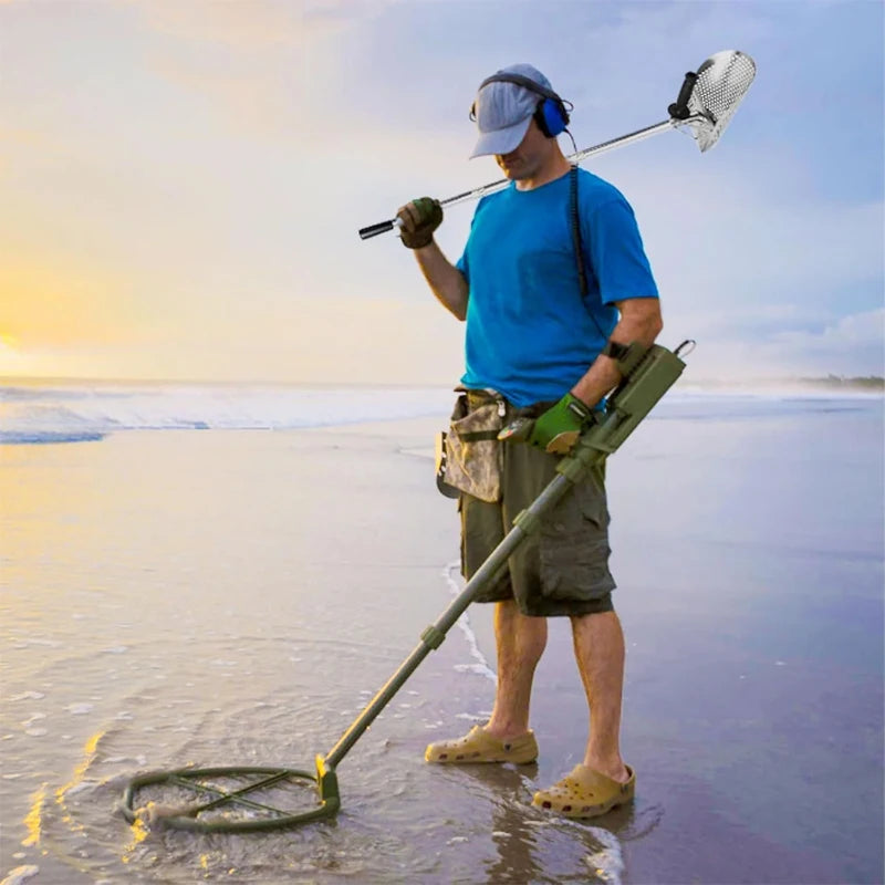 Stainless Beach Sand Scoop Metal Detecting with Handle Tool Fast Sifting Metal Detector Treasure Hunting Shovel Tool