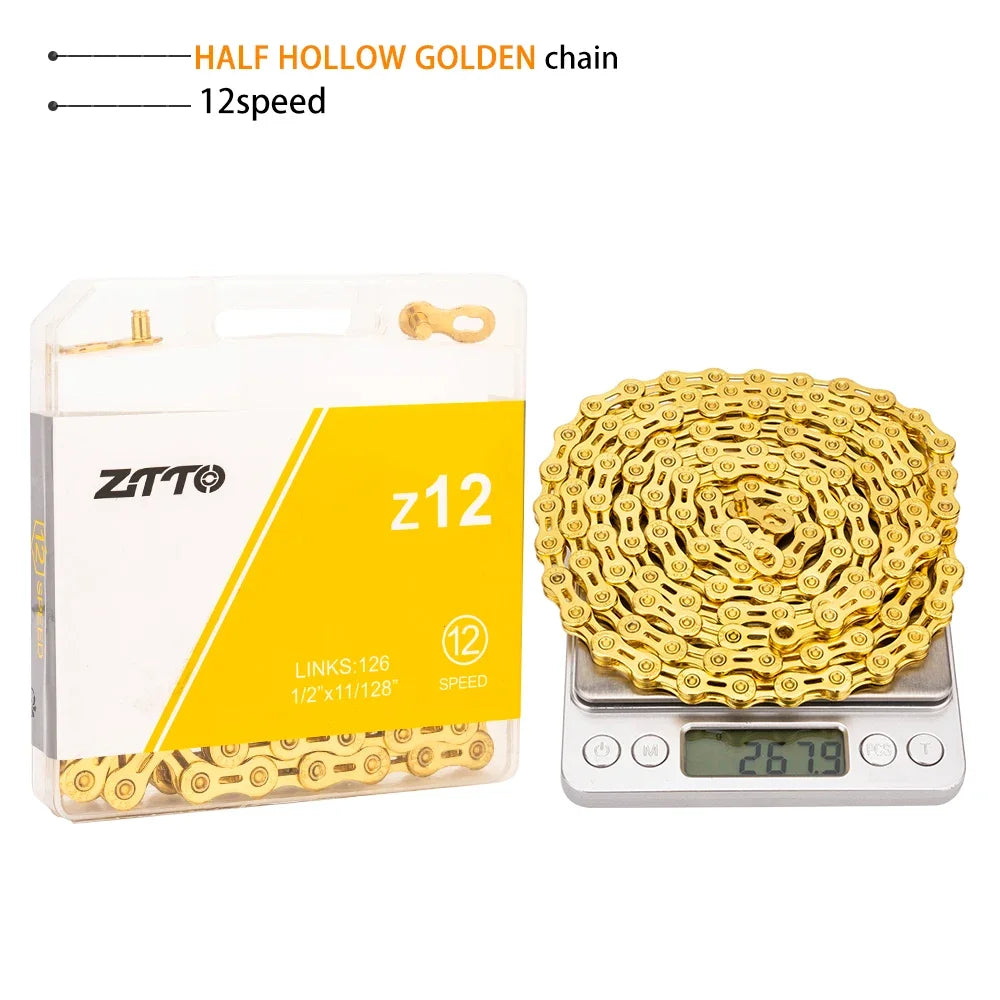 ZTTO MTB 12 Speed Chain 126L 126 Links 1X12 System Power Lock Connector with Missing Link 12s chain For Mountain Road Bicycle