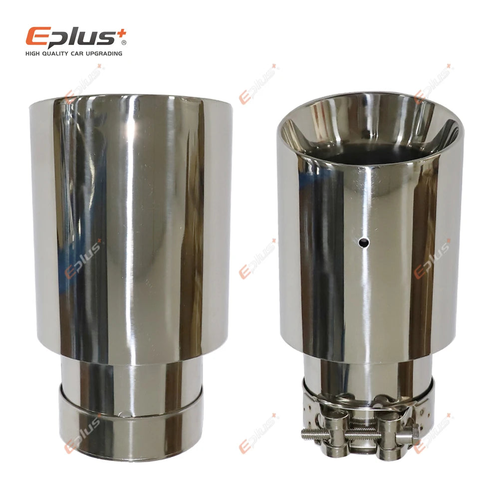 Stainless Steel Exhaust Muffler Tip Beveled Silver Universal 51-77mm Inlet, 89-114mm Outlet