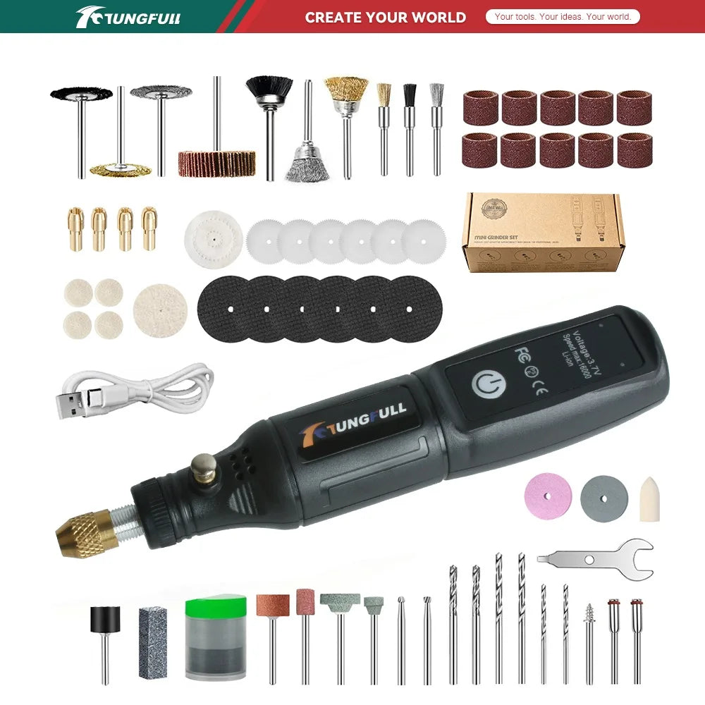 Mini Electric Drill USB Wireless Mini Handheld Drill Rotary Tool Woodworking Engraving Pen Dremel Tools for Jewelry Metal Glass