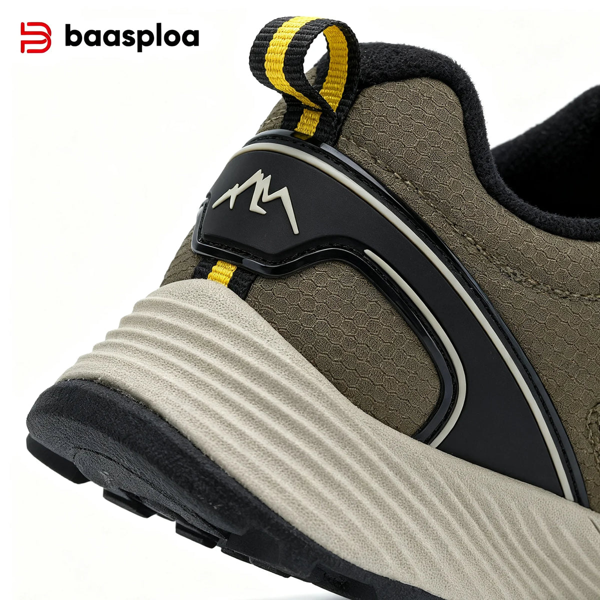 Baasploa Hiking Shoes Men Outdoor Climbing Lace-Up Sneakers Male Anti Splash Water Casual Wear-Resistant Non-slip Walking Shoes