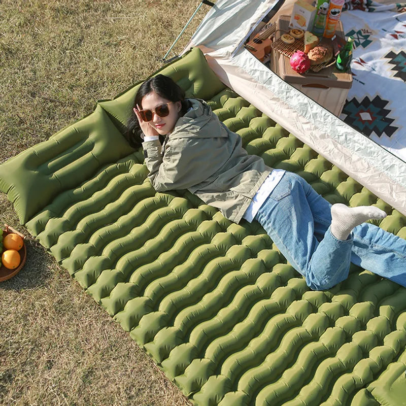 TARKA Camping Inflatable Mattress Air Sleeping Mat With Pillow Lightweight Sleeping Cushion  Compact For Outdoor Hiking Climbing