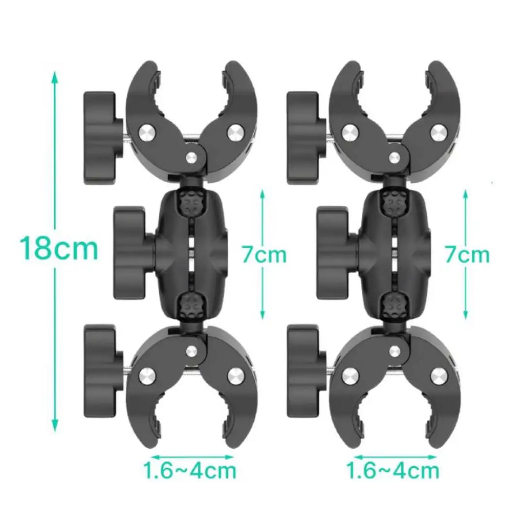 Double Head Clamp Kit For Insta360 One X2 X3 Motorcycle Bicycle Double Clip Bracket for GoPro 11 10 9 Action Camera Accessories