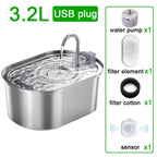 3.2L Cat Automatic Water Dispenser Pet Water Fountain USB With Filter Stainless Steel Dog Drinking Fountain For Cats Dogs ﻿