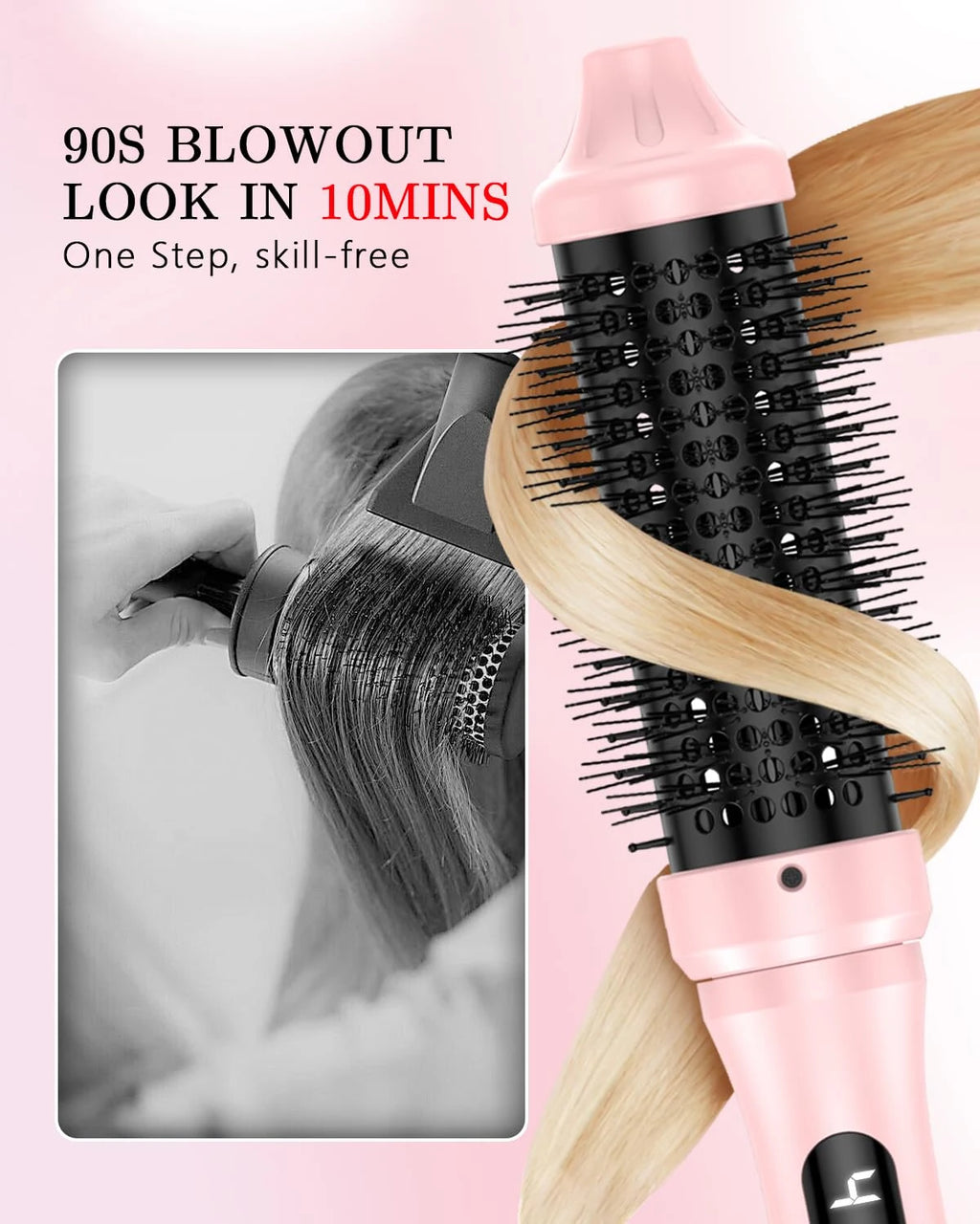 Infrared Hair Curler Comb 1.5inch Heated Round Brush for Curling and Straightening Dual Voltage for Travel Using