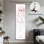 Kawaii Pink Nurse Anime Girl Vertical Tapestry, Long Wall Scroll, Cute Pastel Wall Hanging for Bedroom, Otaku Room Decor & Anime