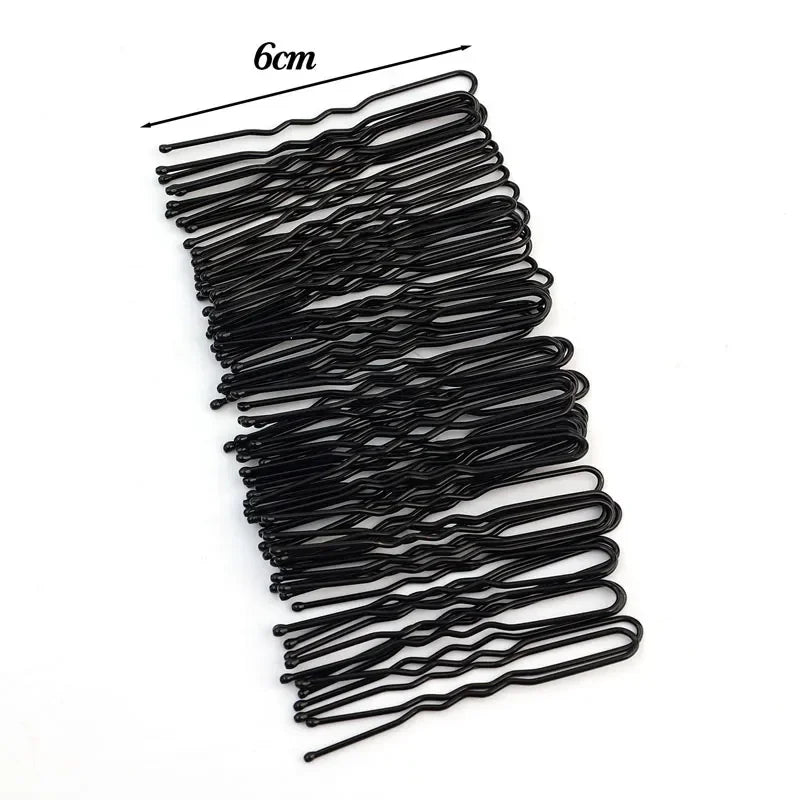 5/6/7cm U-Shaped Wavy Hair Clips Bobby Pin Barrette Salon Grip Black Metal Hairpins DIY Bridal Hairstyle Women Hair Accessories