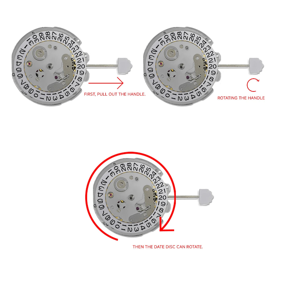 NH35A Automatic Mechanical Watch Movement Replacement, Date at 3 O'clock
