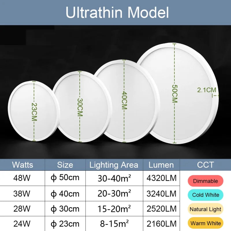 Ultra-Thin LED Ceiling Lamp Chandelier 23/30cm with Remote Control for Home Decor Lighting in Living Room Bedroom Kitchen