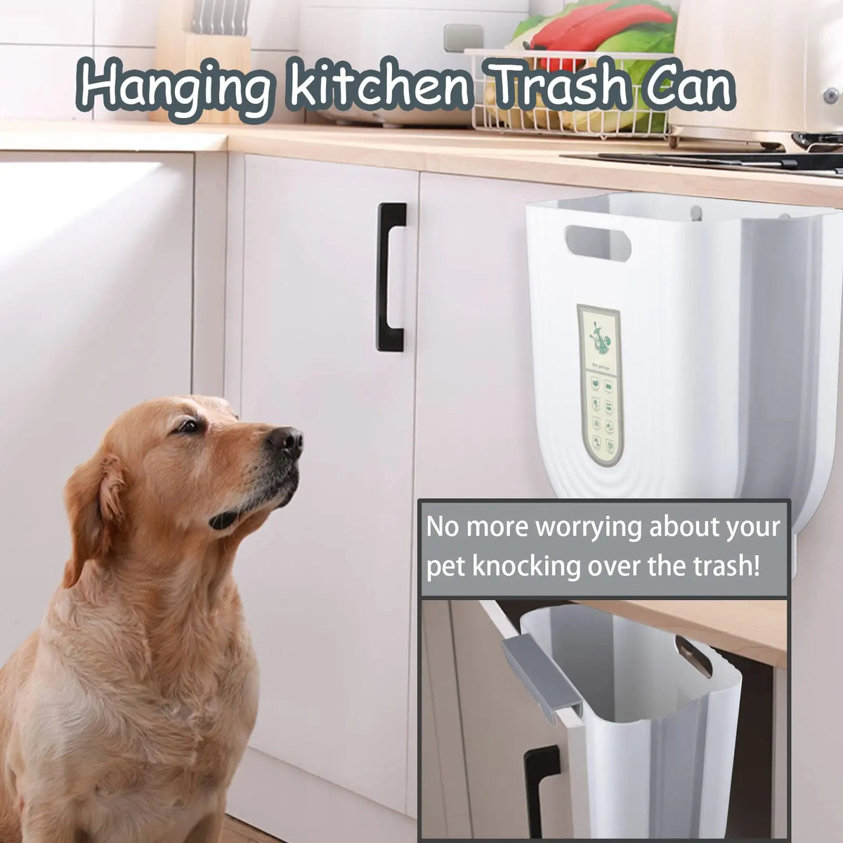 6/10L Hanging Kitchen Trash Can Collapsible Trash Can for Kitchen Foldable Small Garbage Can Compost Bin Under Sink Waste Bin