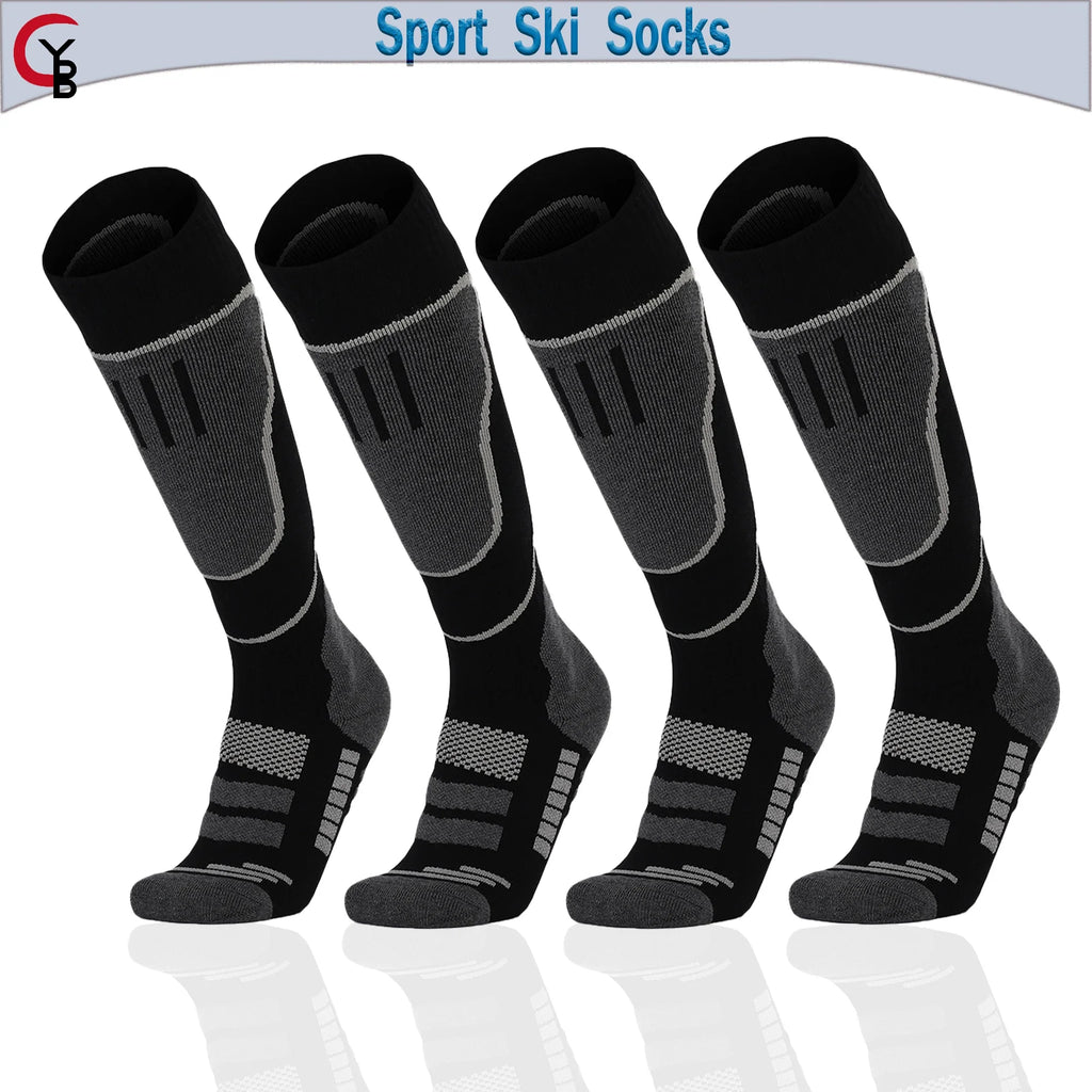 YANBIGUO 2 Pairs Wool Ski Socks,Thermal Knee-high Cold Weather Warm Socks for Snowboarding,Snow,Winter,Hunting