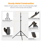 K&F CONCEPT 78.8in/2m Extendable Light Stand Photography Photo Video Tripod Stand for Camera Softbox with 1/4" Screw Storage Bag