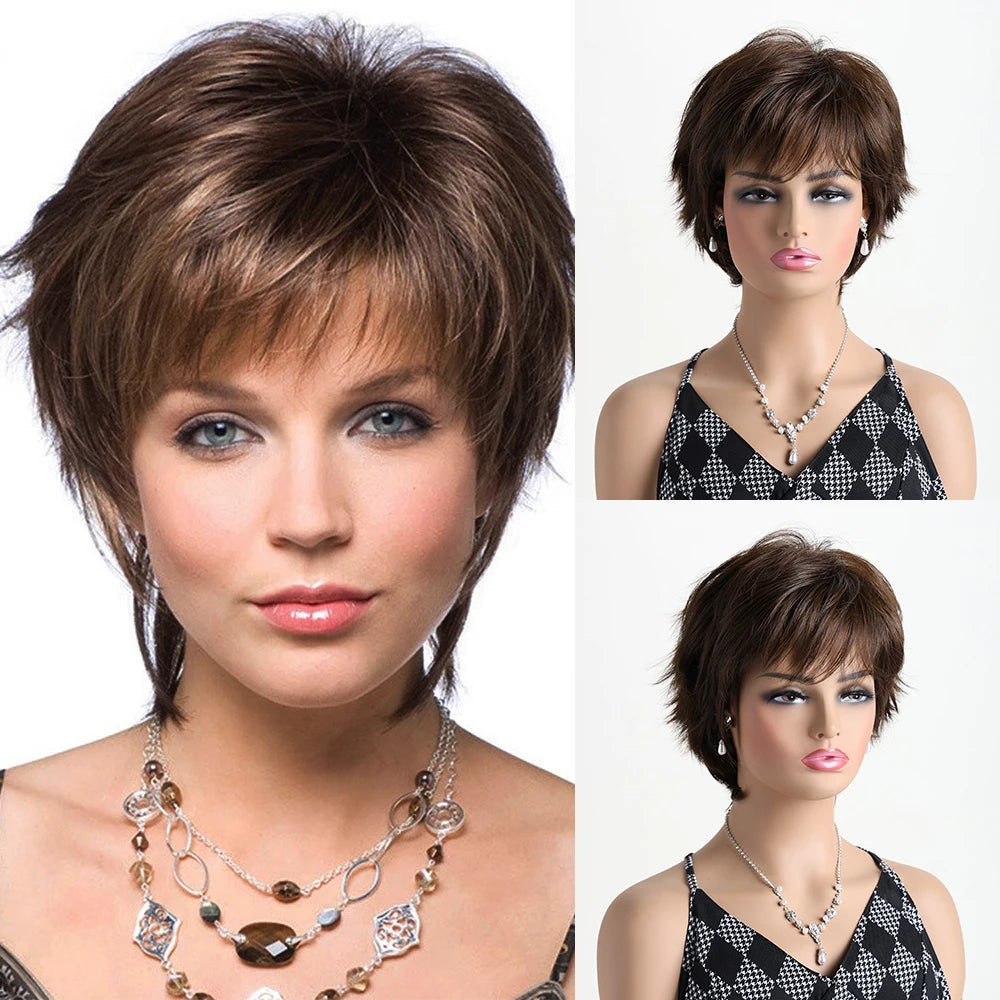 10 Inch Natural Synthetic Wigs for Women Short curly  Wig Daily Party Heat Resistant Hair