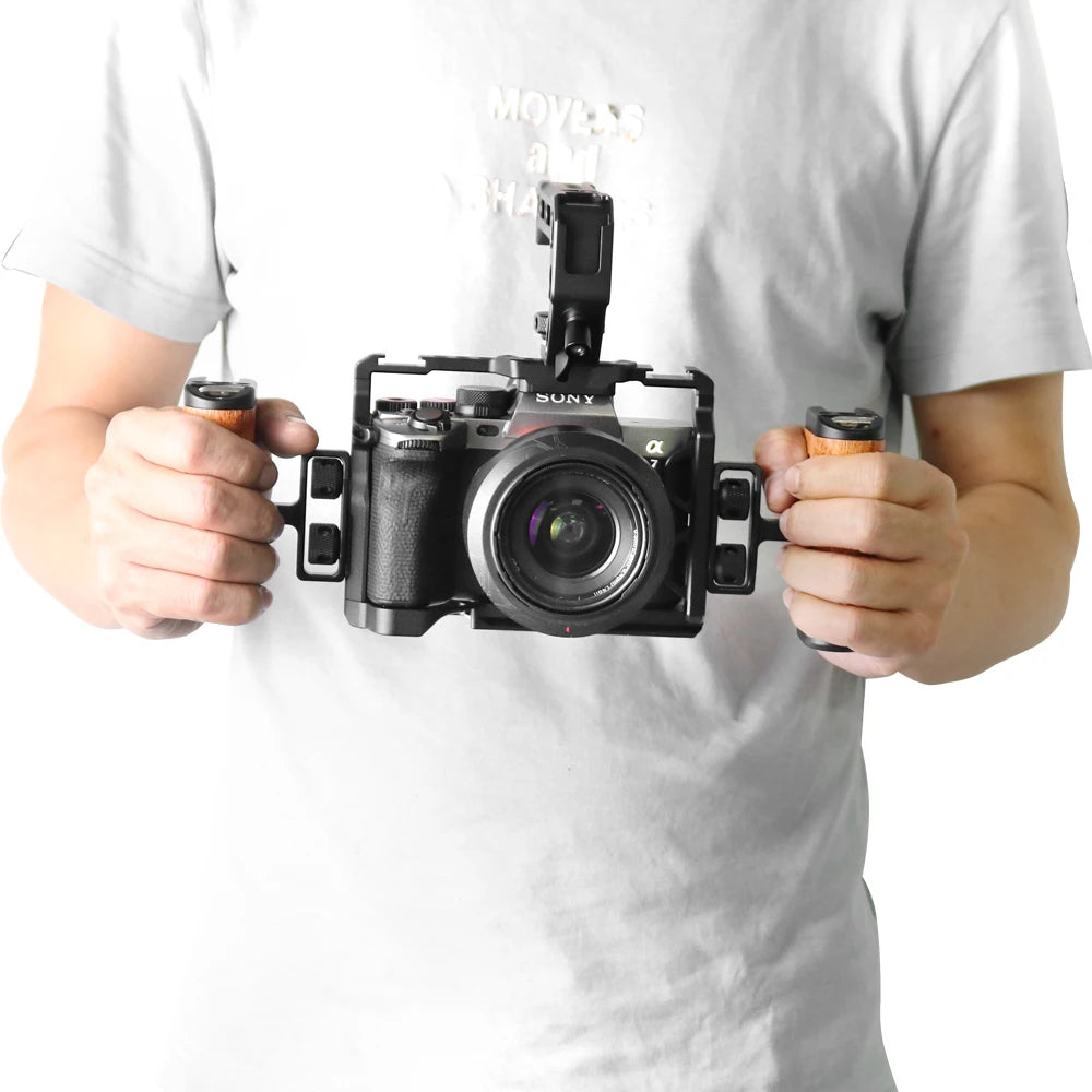 For Sony A7M4 M3 R3R2 R5 A7IV/III/A1Camera  Cage rig With Arca Swiss Slot 1/4" 3/8" Screw For Support Horizontal Vertical Shoot