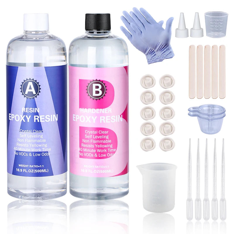 Clear Epoxy Resin Kit 1:1 High Gloss Bubble Free for Casting & Coating, 50-500ml