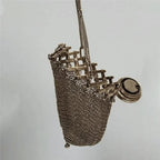 1920's English Handmade Coin Purse Chain Nail Vintage Shrink Coin Purse Double Mesh Bag Stainless Steel Coin Collection Bag