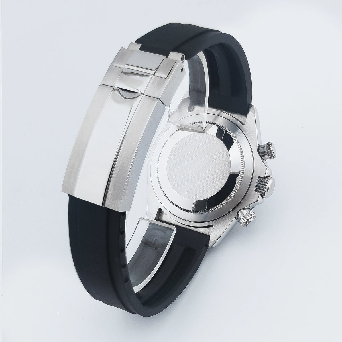 NEITON 39mm Sapphire Glass Quart Stainless Steel Case Rubber Strap Fit VK63 Quart Movement