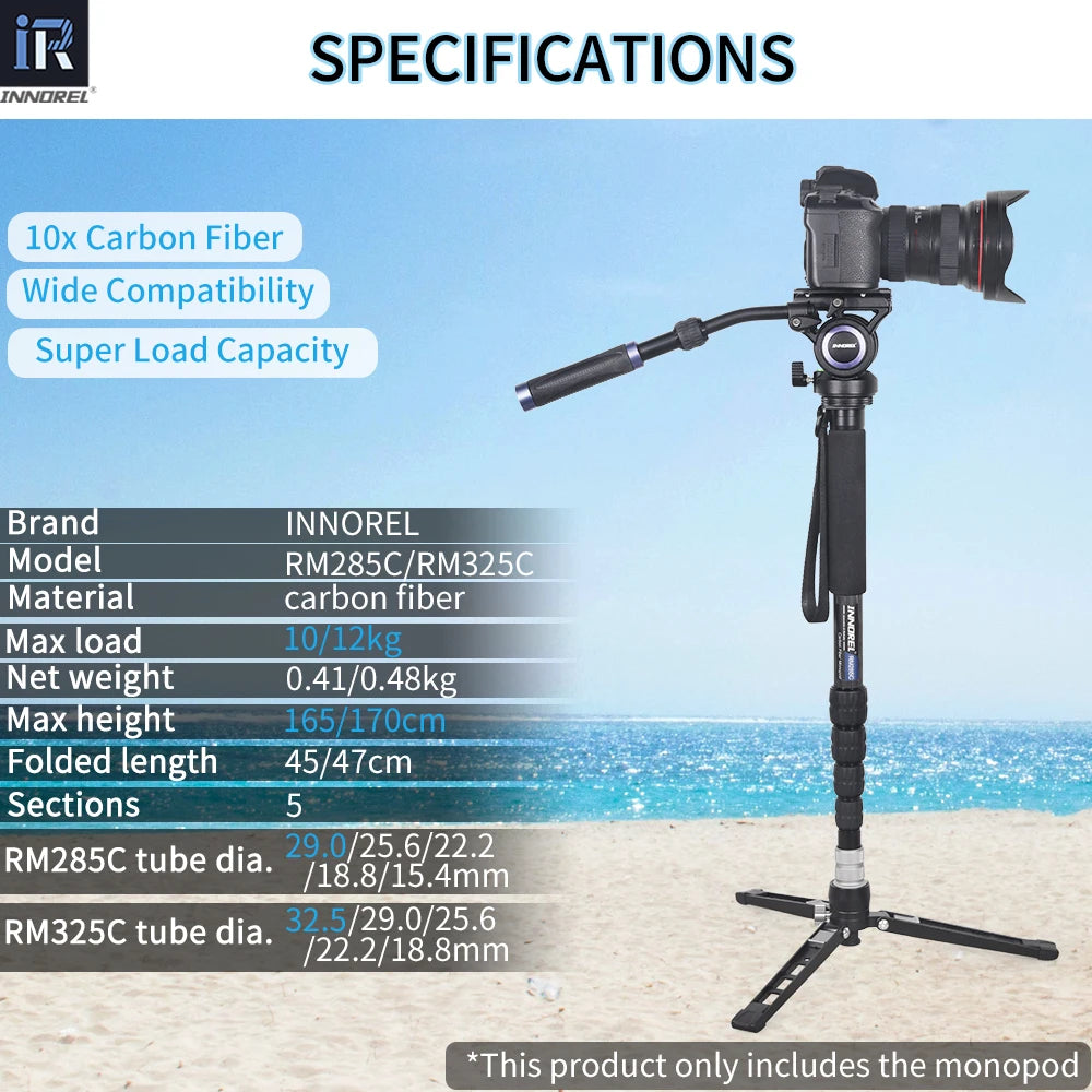 RM285C/RM325C Carbon Fiber Camera Monopod 5-Section for DSLR Video Camcorder