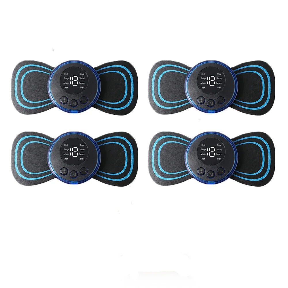 EMS TENS Neck Massager Patch Muscle Stimulator with Gel Pads, 1 host + 10 pads