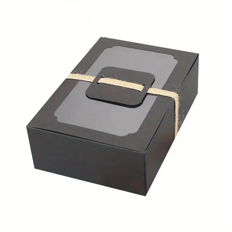 5/10pcs, New Large Kraft Paper Box, Cookie Candy Cake Gift Box, PVC Transparent Window Birthday Christmas Gift, Party Supplies