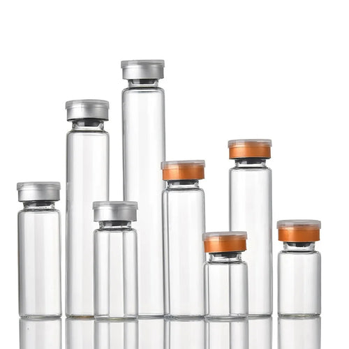 (100pcs) 2ml 5ml Vials with Rubber Stopper Flip Off Caps or Al Caps Glass Bottles
