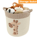 Cotton Rope Storage Basket Large Capacity Toy Organizer with Embroidery Decor Clothes Hamper Woven Sundries Organizer for Home