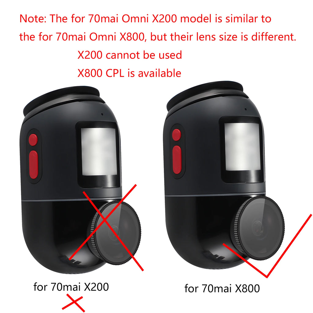 for 70mai Dash Cam 4K Omni X800 CPL Filter HD Lens Dust Protection Anti Glare CPL Filter