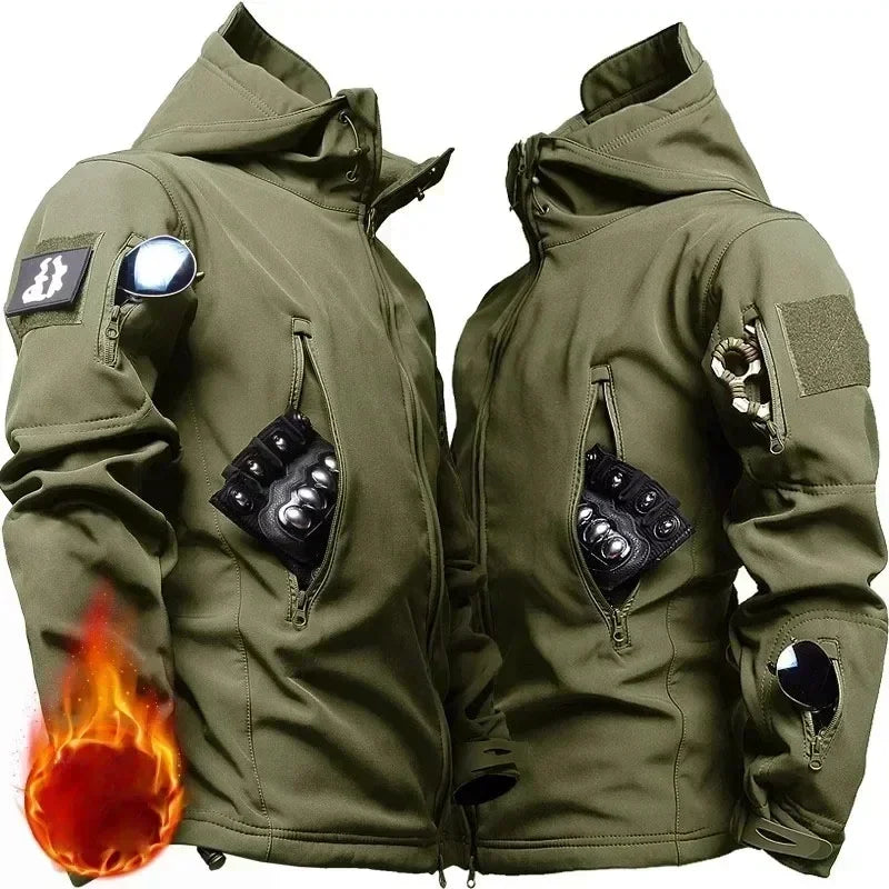 Men's Winter Autumn Fleece Jackets Tactical Waterproof Suits Outdoor Fishing Hiking Camping Tracksuits Coats Thermal Pants