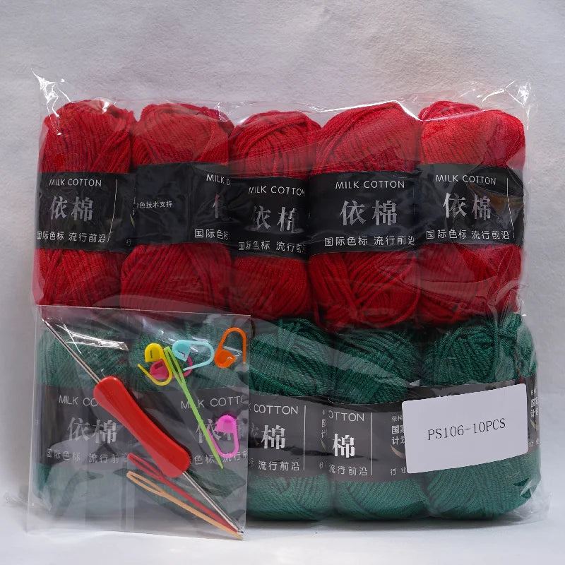 10Pcs 500g 4Ply Milk Cotton Yarn for Knitting Crochet, Wool Cotton Yarn DIY Material Pack for Hand-Knitted Sweaters, Bags, Dolls