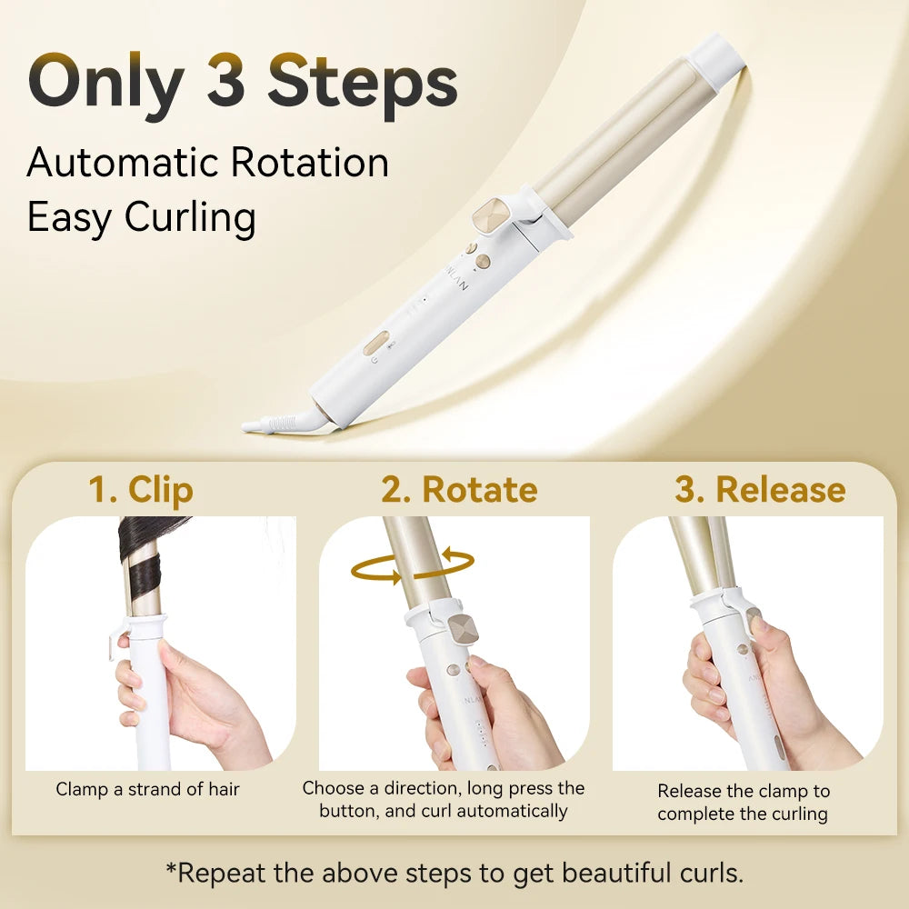 ANLAN Automatic Curling Iron 30s Fast Heating Smart Temperature Control Ceramic Coating Long Lasting Curls Rotary Hair Curler