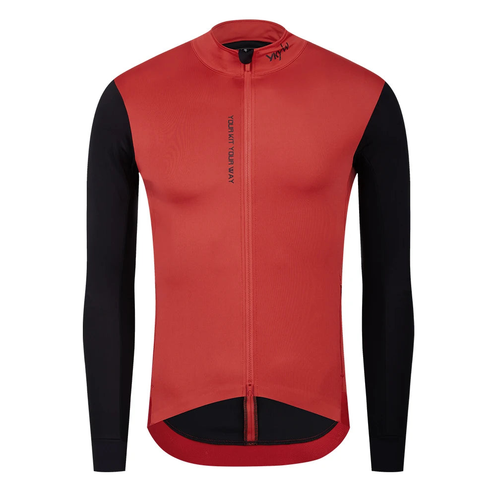 YKYW Men's Windproof Waterproof Long Sleeve Cycling Jacket MTB Bike Coat Bicycle Sports Windbreaker Double Zipper Cycling Jersey