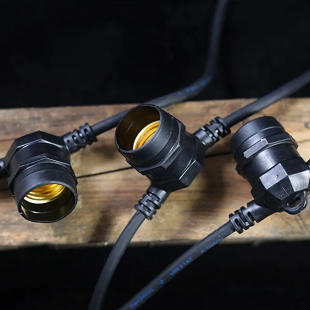 10M Cable LED String Commercial Grade Waterproof with E27 Sockets For Outdoor Holiday Garland Wedding Lighting Garden Decor