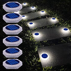 6 Pack Solar Driveway Lights Outdoor IP68 Waterproof Blue Deck Step Lights Solar Stair Lights Stick on Dock Garage Pool Fence