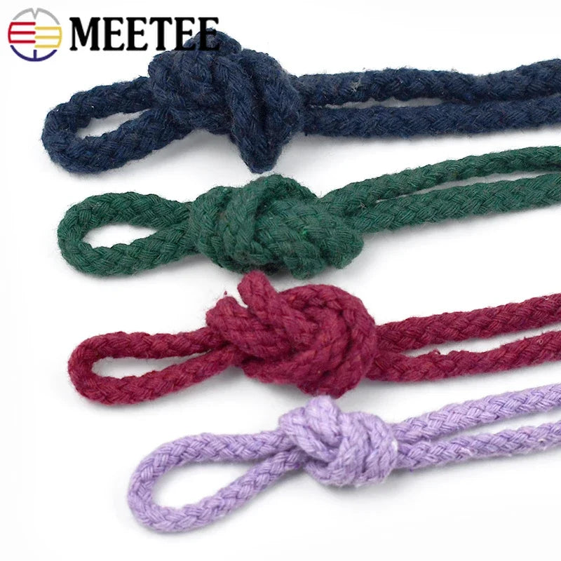 10M 5/7mm Cotton Cord for Sewing Twisted Rope Bag Strap Weave Cords Woven String Home Textile Decoration Ropes Craft Accessories