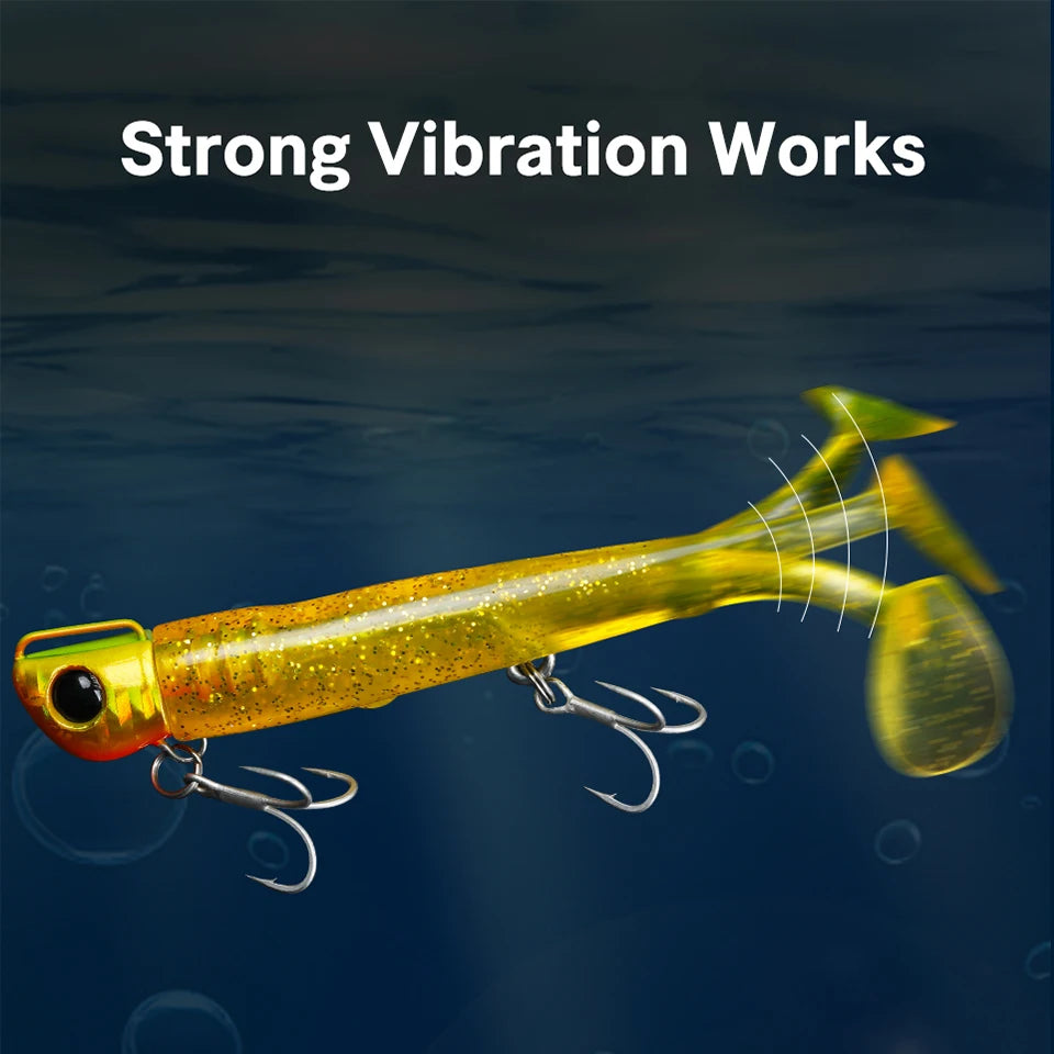 TSURINOYA T-Tail Soft Fishing Lure Set with Jig Head 110mm 35g 2pcs Saltwater