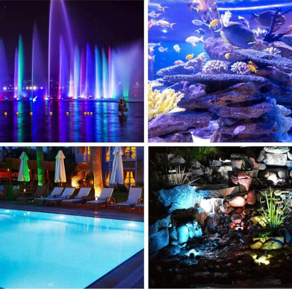 IP68 Waterproof Underwater LED Lights 12V RGB Multicolour Aquarium Light Garden Fountain Pond Fish Tank Swimming Pool Spot Lamp