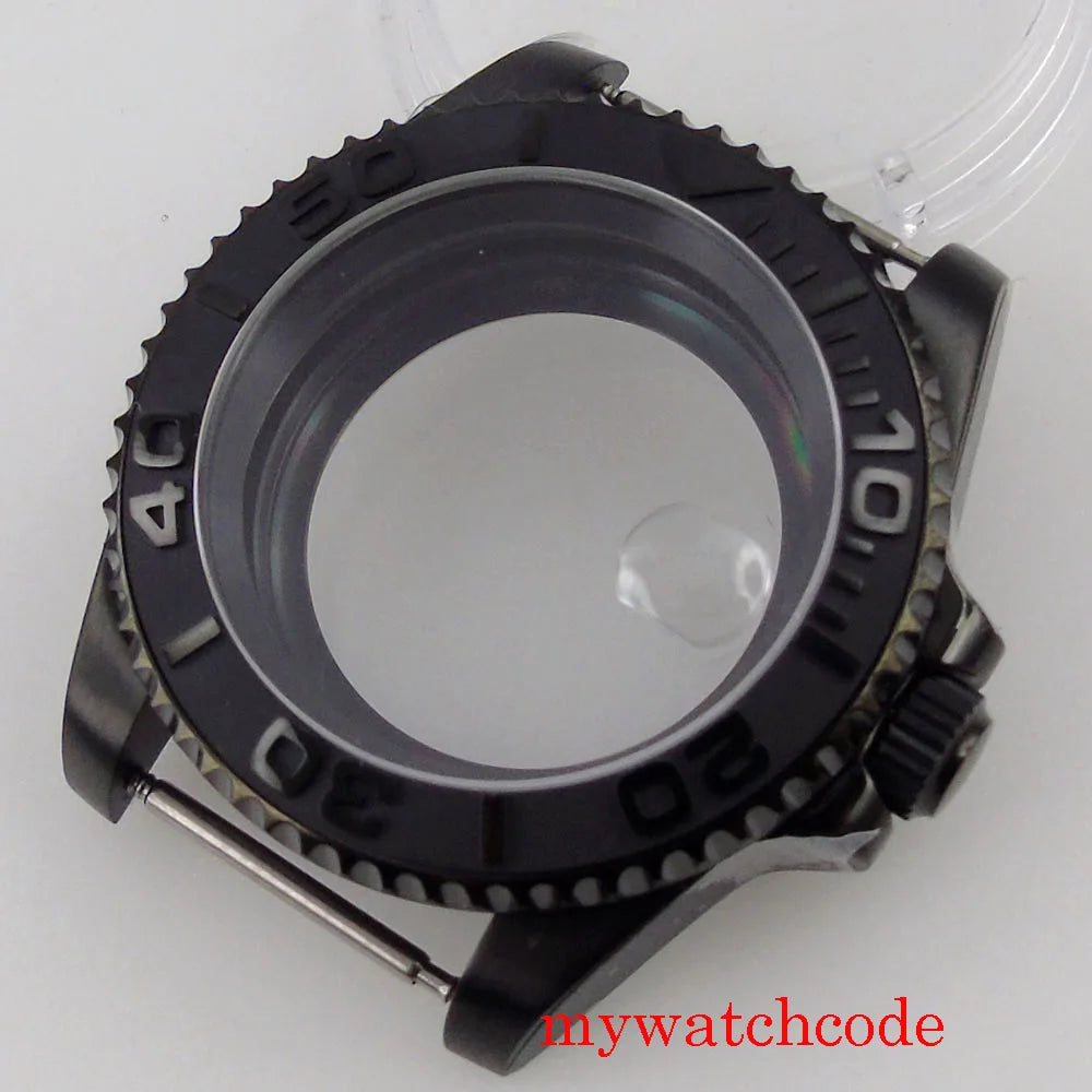 PVD Black 40mm Watch Case for NH34 NH35 NH36 NH70 NH72 Jubilee Steel Bracelet Sapphire Crystal