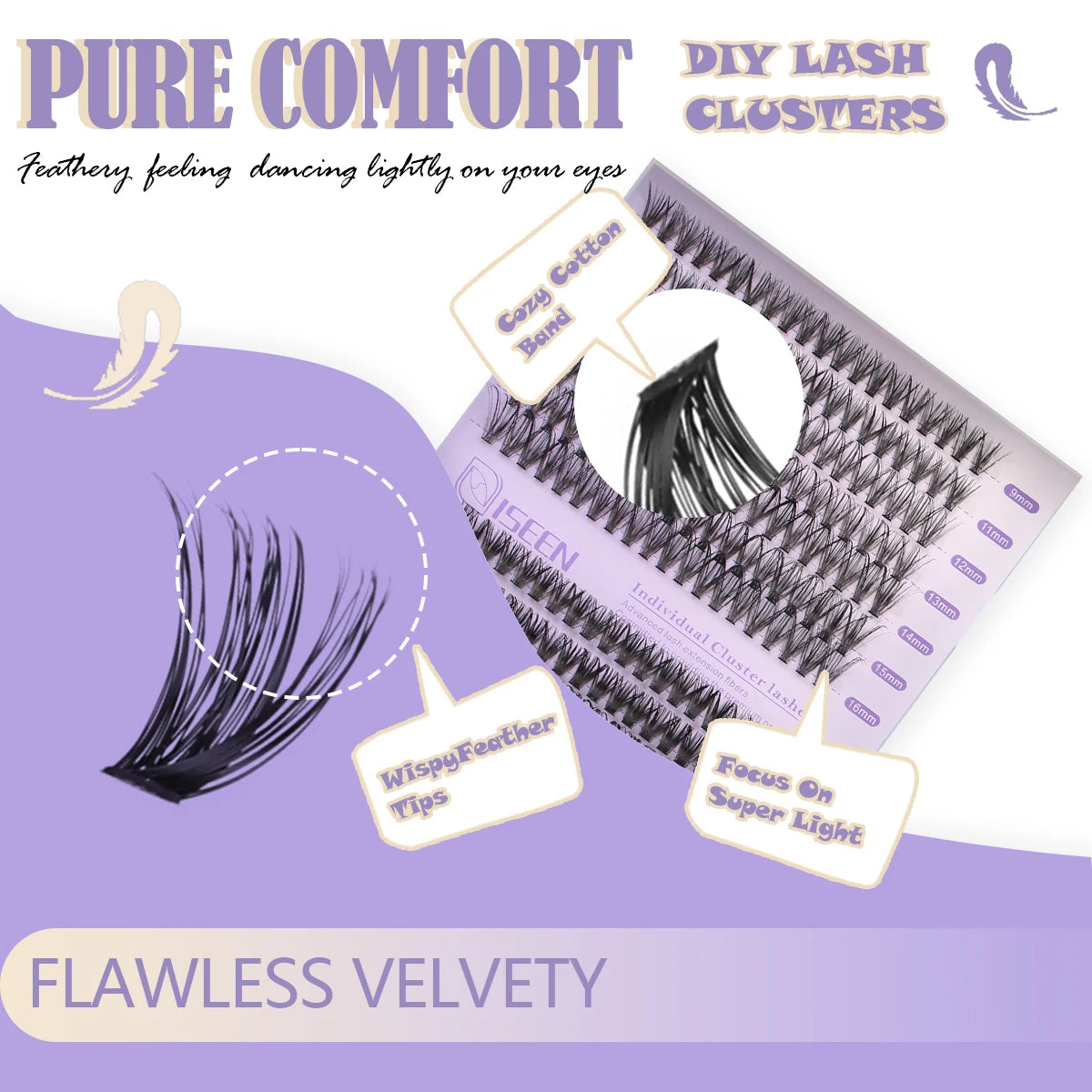 Eyelashes Cluster Cat Eye Lashes Natural long Lashes Individual Lashes Mixed Length Eyelash Extension DIY Lashes